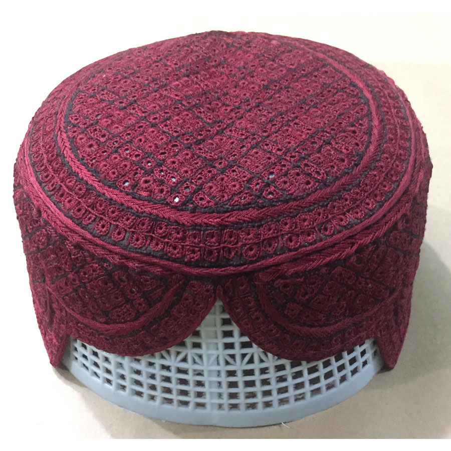 Red Color Rumaali Sindhi Cap / Topi (Hand Made) MK-299